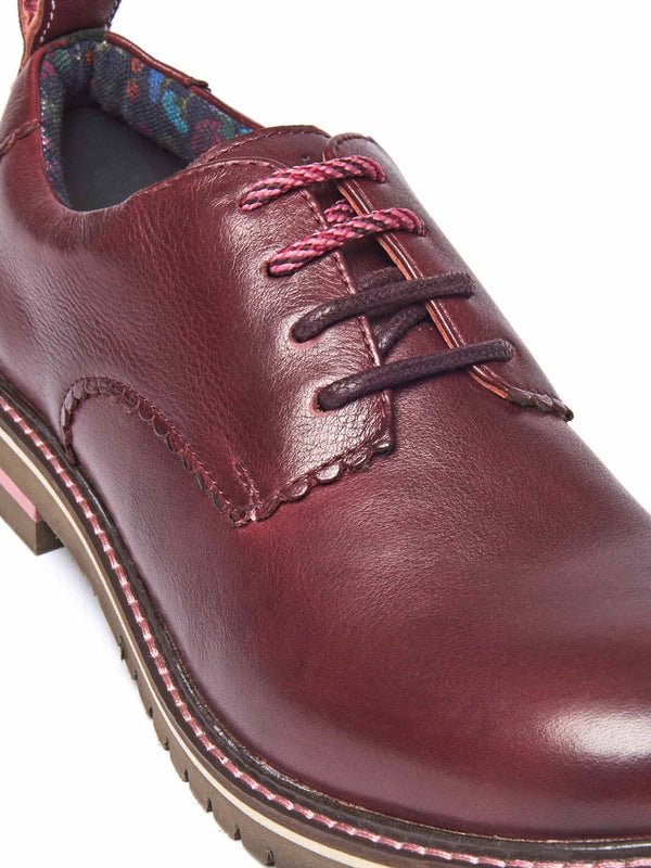 Red smart scalloped-edge leather Derbys - RAFFLESIA ZINFANDEL RED LEATHER