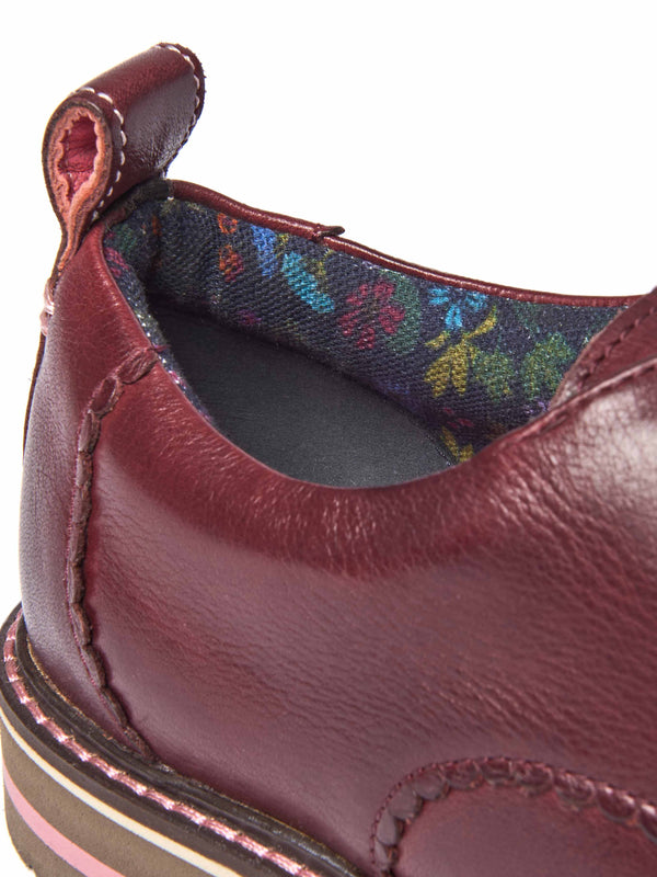 Red smart scalloped-edge leather Derbys - RAFFLESIA ZINFANDEL RED LEATHER