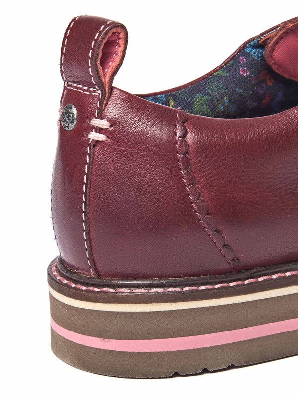 Red smart scalloped-edge leather Derbys - RAFFLESIA ZINFANDEL RED LEATHER