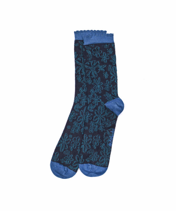 CHRISTMAS SOCK BOX FOR HER BAUBLE INDIGO FLORAL