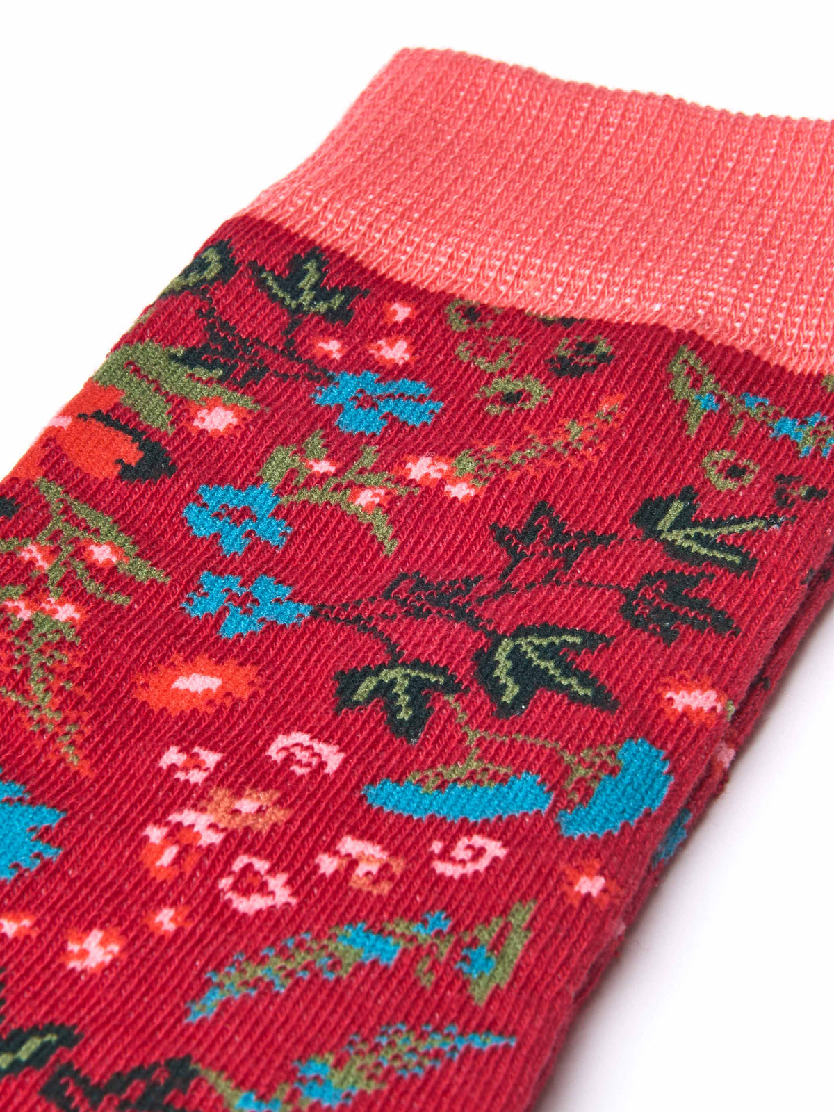 Red devon floral crew sock - CONEY RED FLORAL