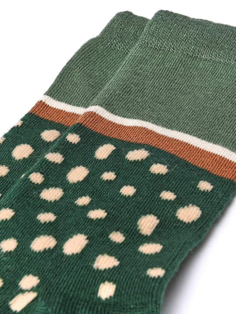Green bamboo patterned crew sock - PLECO PINE GREEN SPOT