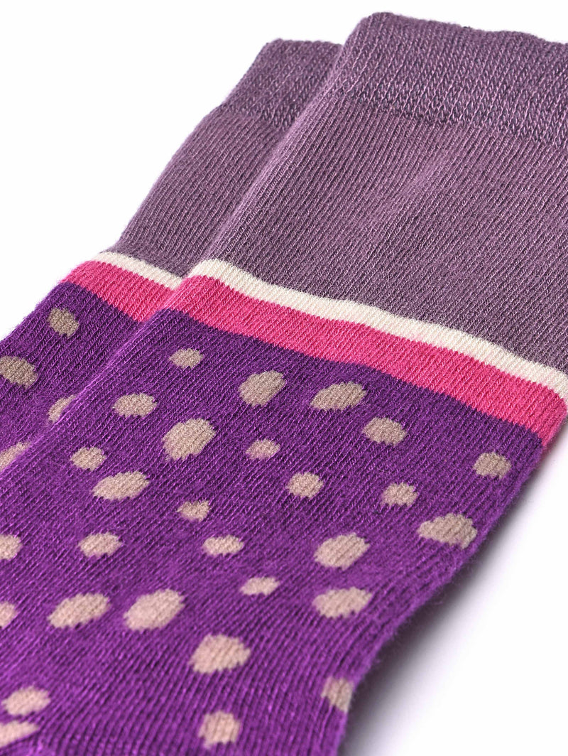 Purple bamboo patterned crew sock - PLECO PLUM SPOT