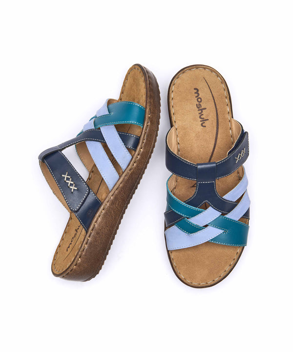 ZAHARA INDIGO MULTI LEATHER