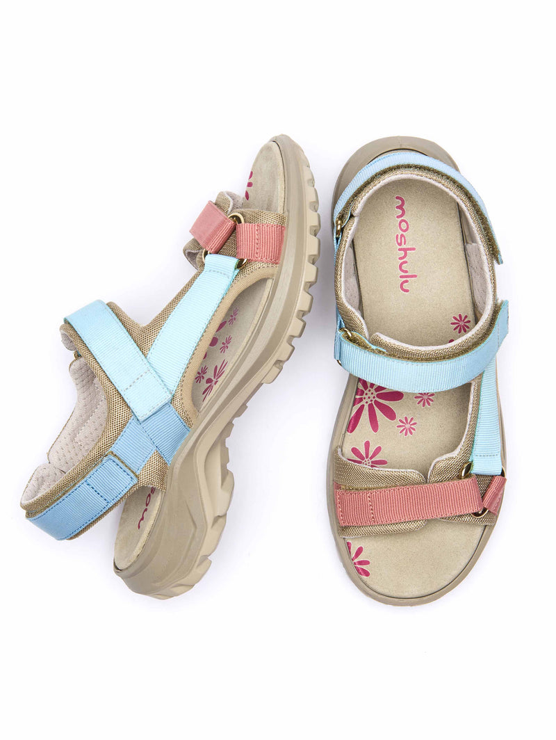 Blue chunky lightweight adventure sandals - LUNE SKY BLUE MULTI