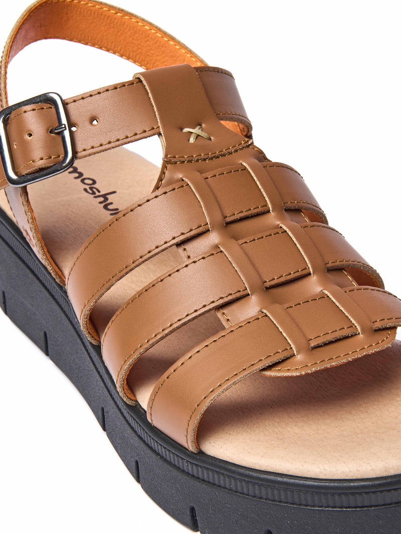 Brown platform gladiator sandals - TULSA TAN LEATHER
