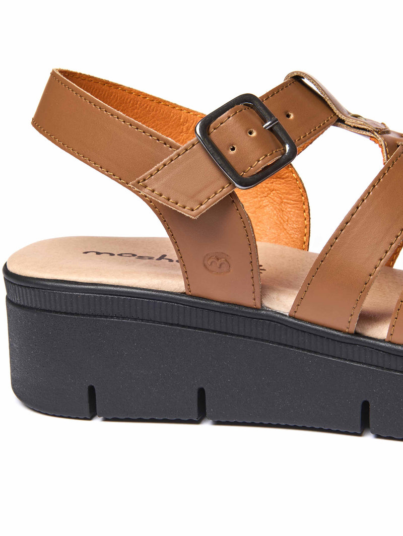 Brown platform gladiator sandals - TULSA TAN LEATHER