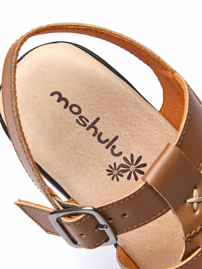 Brown platform gladiator sandals - TULSA TAN LEATHER