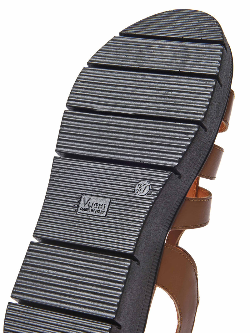Brown platform gladiator sandals - TULSA TAN LEATHER