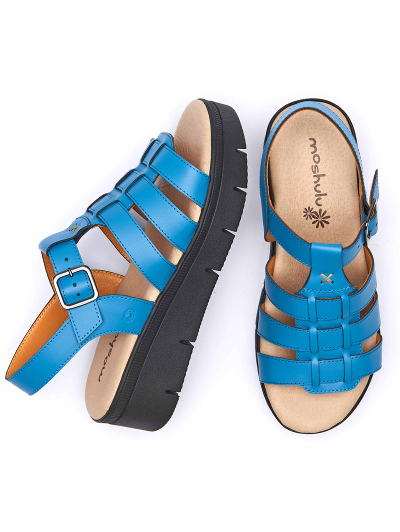 Blue platform gladiator sandals - TULSA MARINE TEAL LEATHER