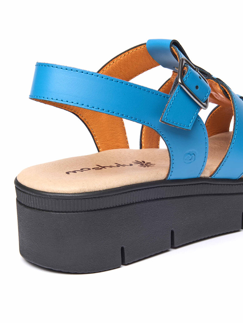 Blue platform gladiator sandals - TULSA MARINE TEAL LEATHER