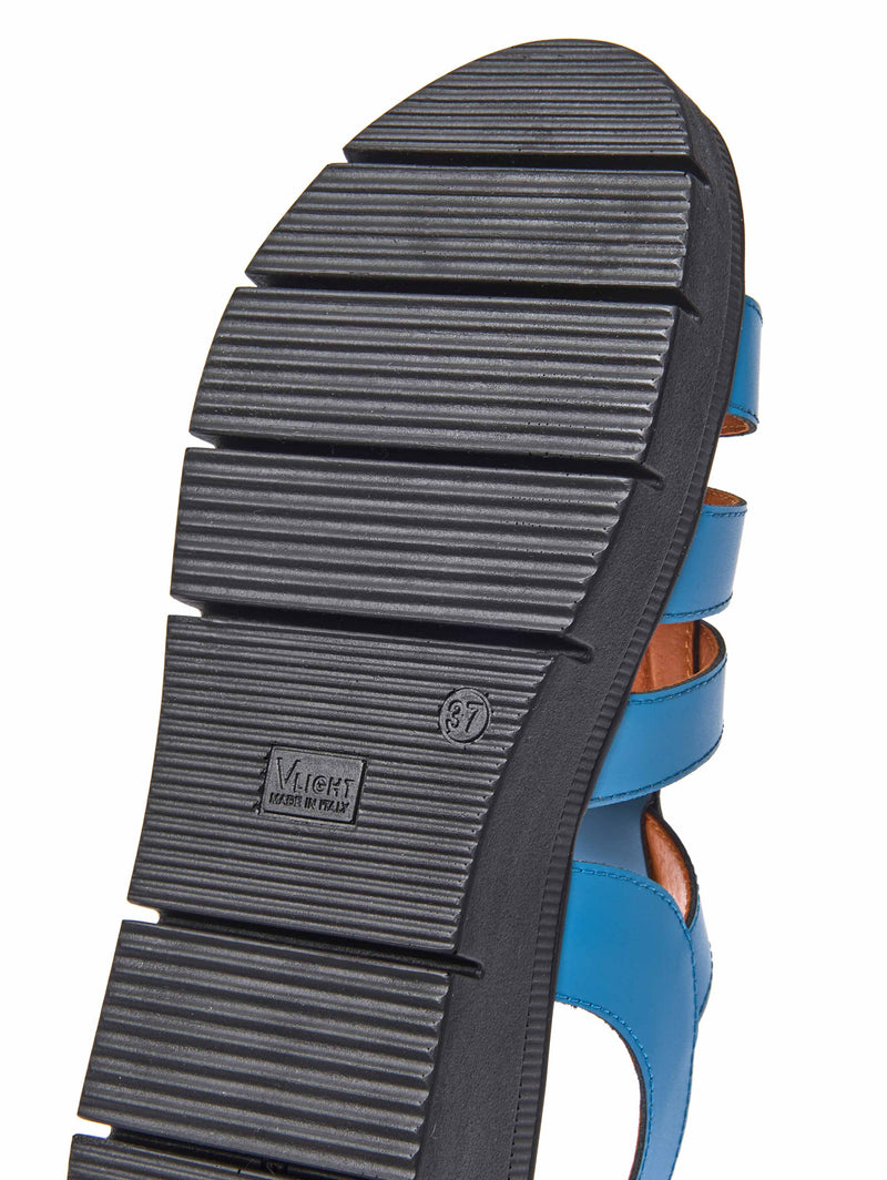 Blue platform gladiator sandals - TULSA MARINE TEAL LEATHER