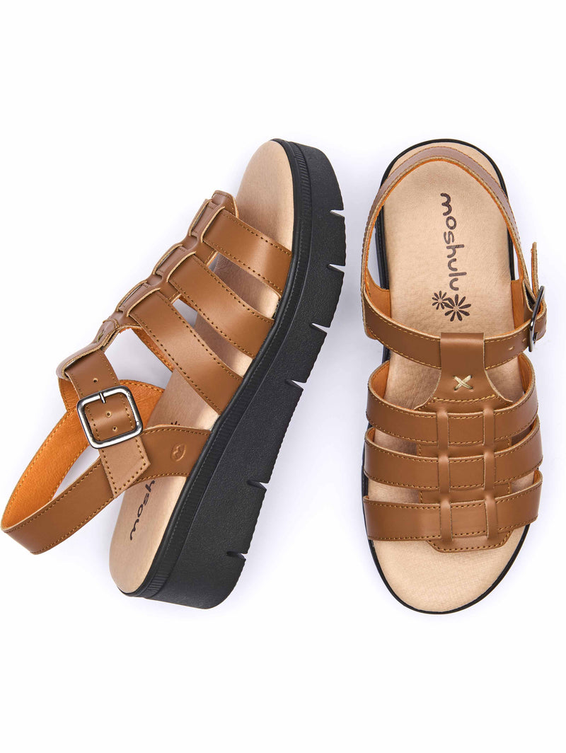 Brown platform gladiator sandals - TULSA TAN LEATHER