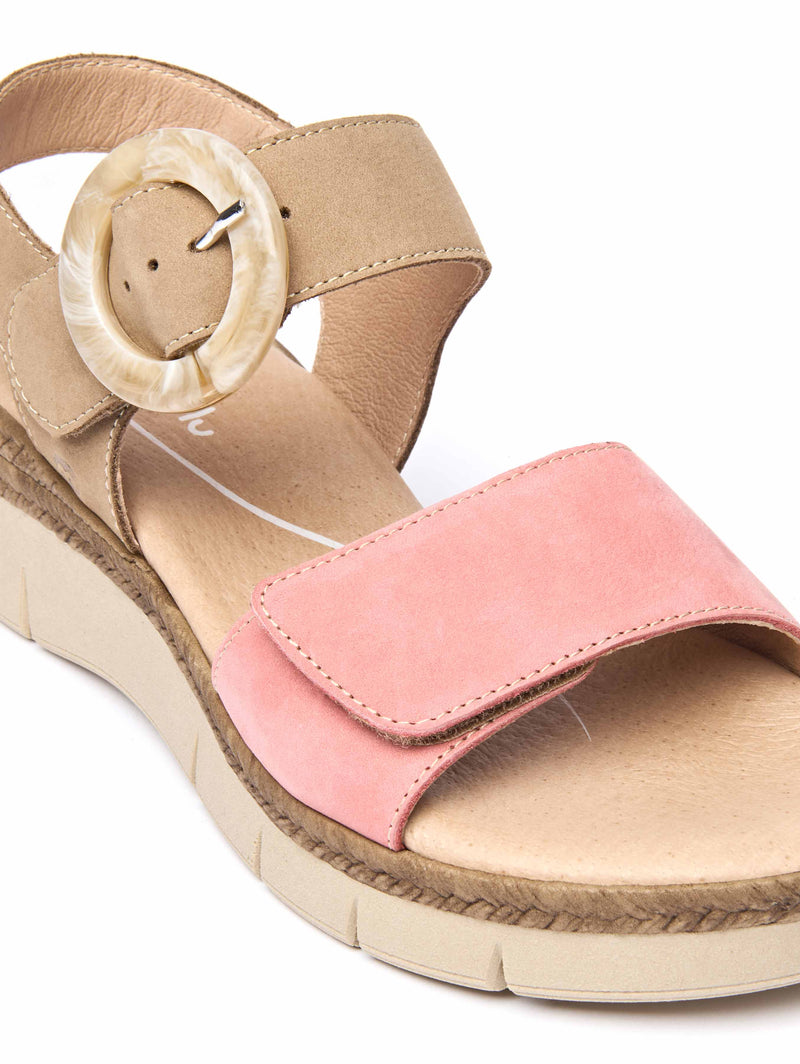 Neutral two-toned flexible sandals - PENHALE TAN/CORAL PINK NUBUCK