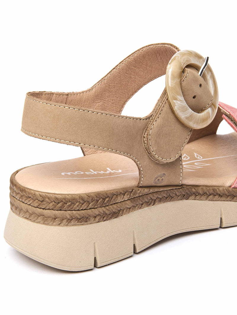 Neutral two-toned flexible sandals - PENHALE TAN/CORAL PINK NUBUCK
