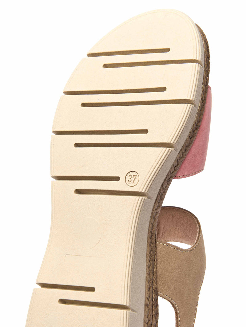 Neutral two-toned flexible sandals - PENHALE TAN/CORAL PINK NUBUCK