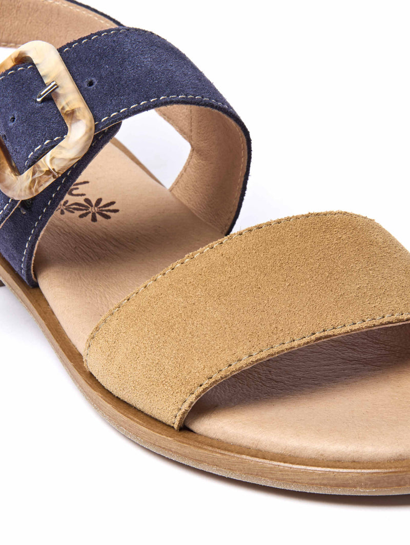 Blue two-toned suede sandals - HEDDON INDIGO/TAN SUEDE