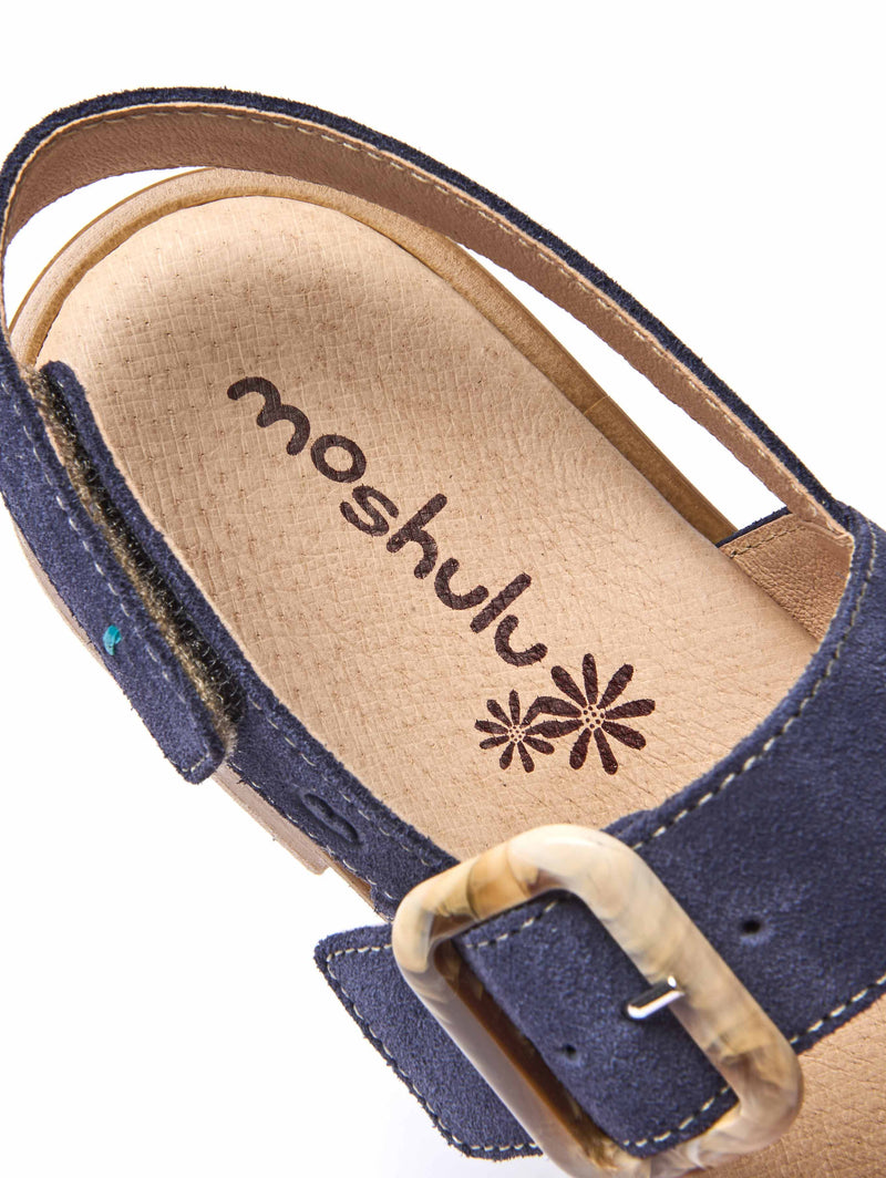 Blue two-toned suede sandals - HEDDON INDIGO/TAN SUEDE
