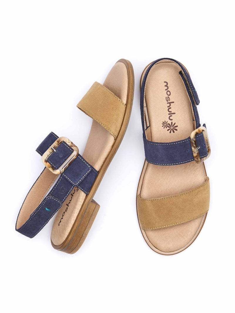 Blue two-toned suede sandals - HEDDON INDIGO/TAN SUEDE