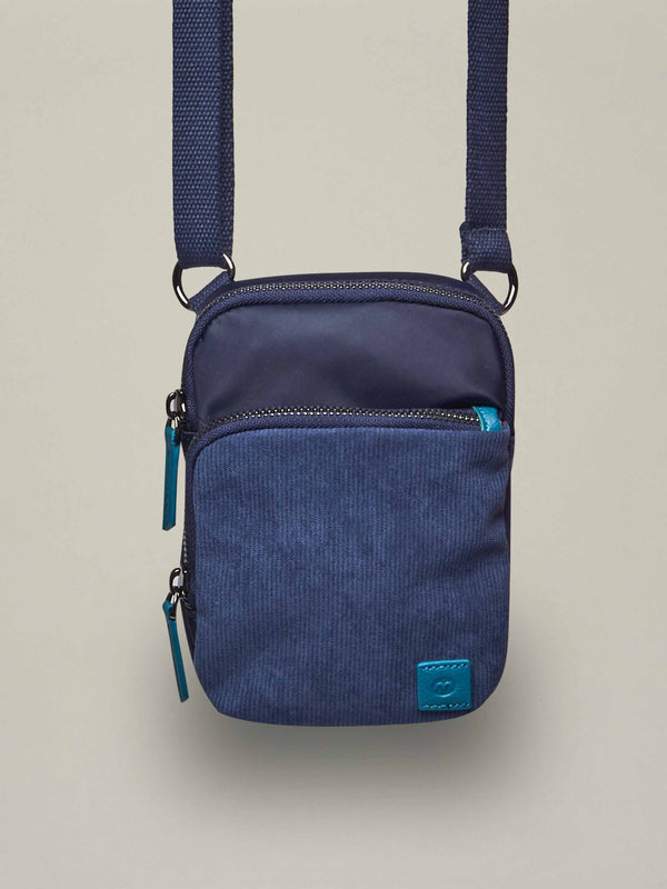 Blue ladies' woven cross-body bag - CATBELLS INDIGO/HARBOUR BLUE