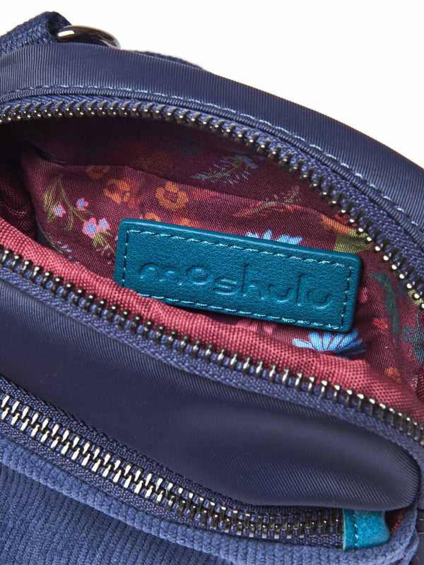 Blue ladies' woven cross-body bag - CATBELLS INDIGO/HARBOUR BLUE