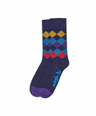 CHRISTMAS SOCK BOX FOR HIM BAUBLE BLUE ARGYLE