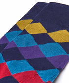 CHRISTMAS SOCK BOX FOR HIM BAUBLE BLUE ARGYLE