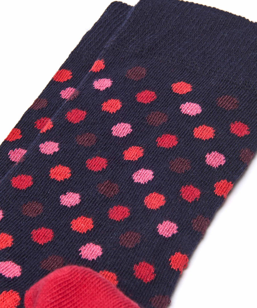 CHRISTMAS SOCK BOX FOR HER BAUBLE INDIGO/RED SPOT
