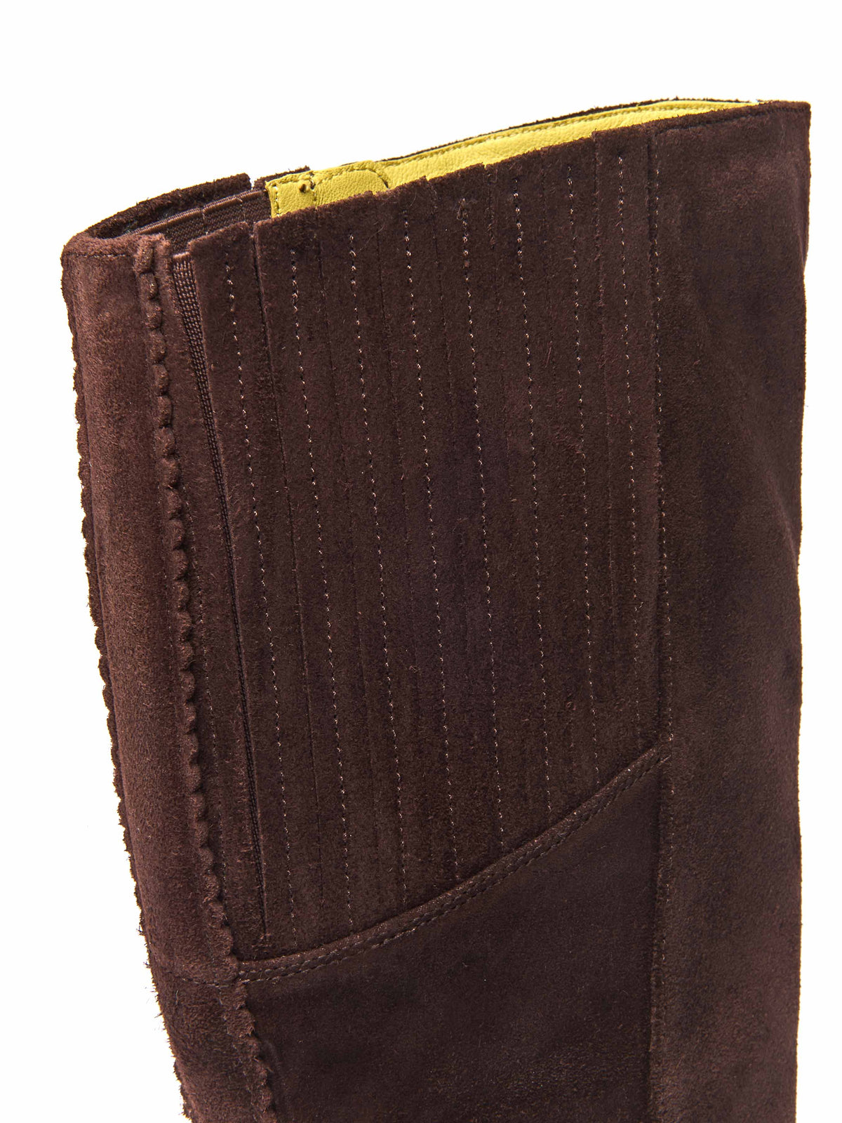 Brown long suede stretch boots with faux fur lining - LEIF BROWN SUEDE
