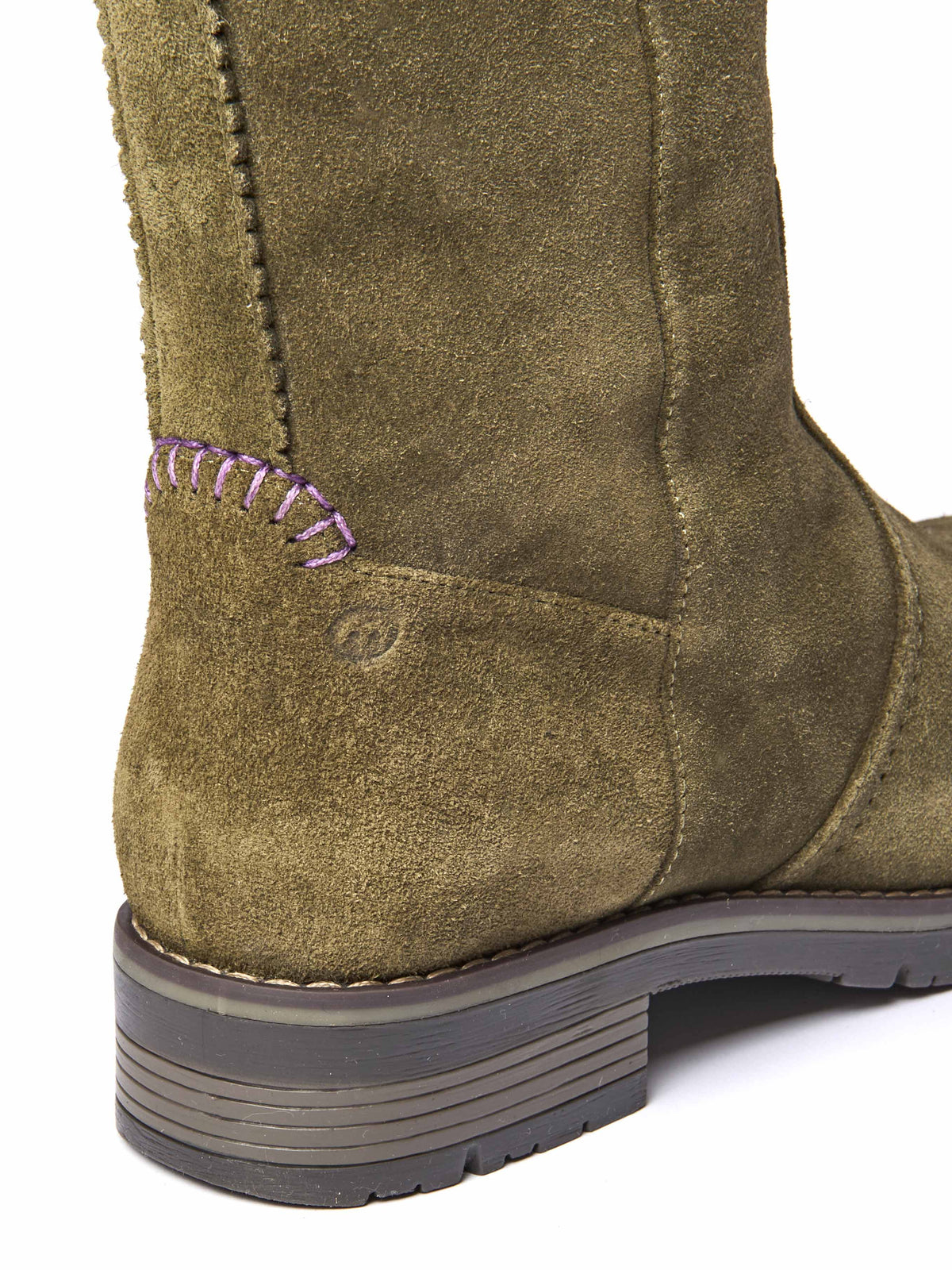 Green long suede stretch boots with faux fur lining - LEIF OLIVE GREEN SUEDE