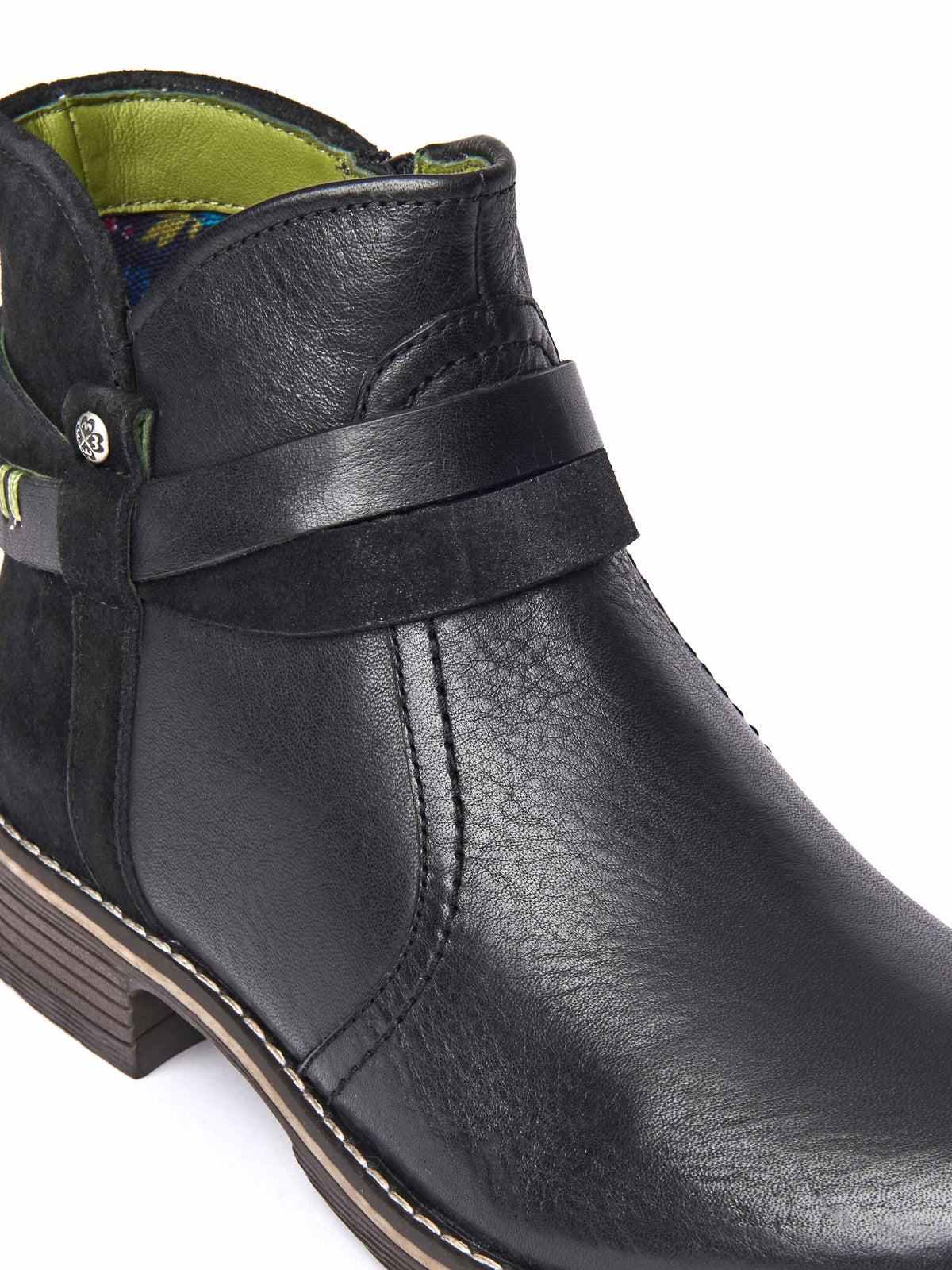 Black polished leather and suede ankle boots - ATOLL BLACK LEATHER/SUEDE