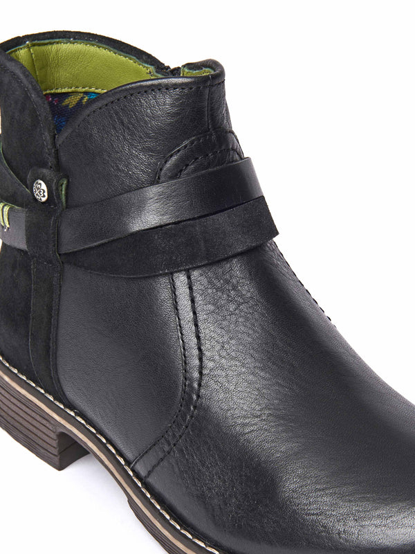 Black polished leather and suede ankle boots - ATOLL BLACK LEATHER/SUEDE