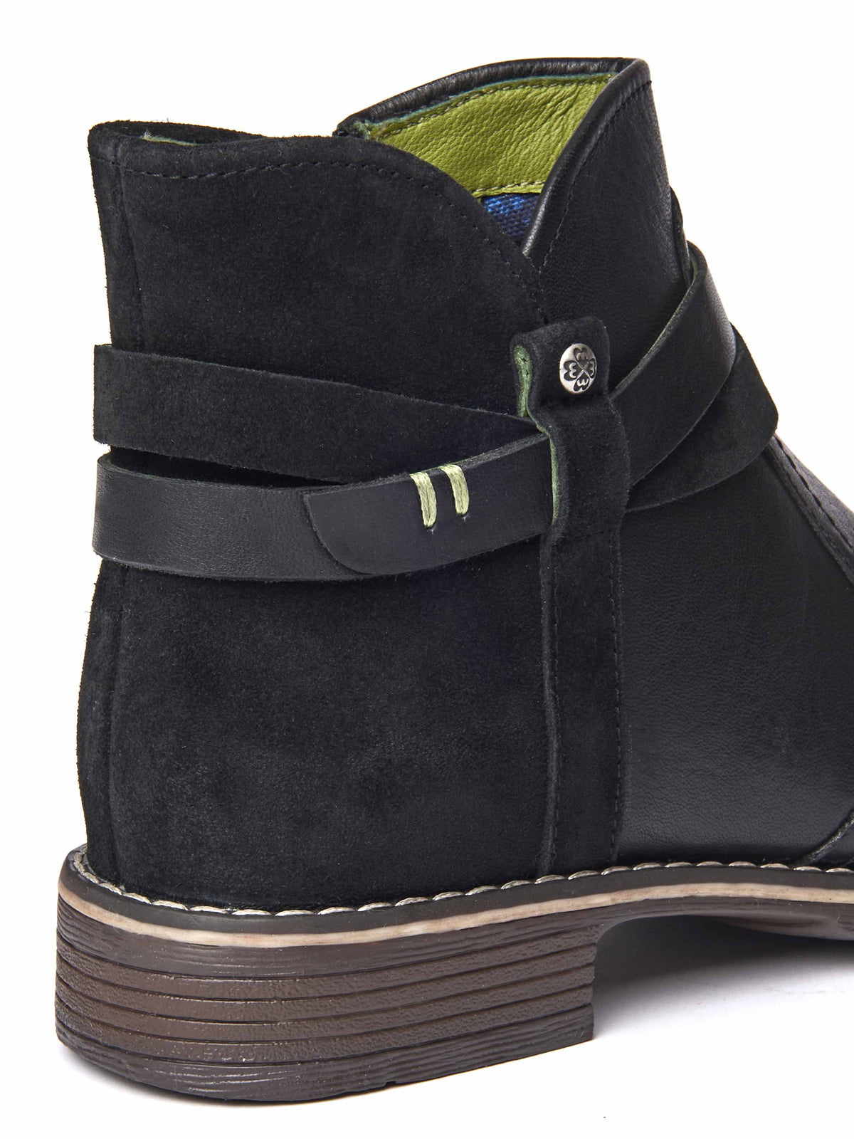Black polished leather and suede ankle boots - ATOLL BLACK LEATHER/SUEDE