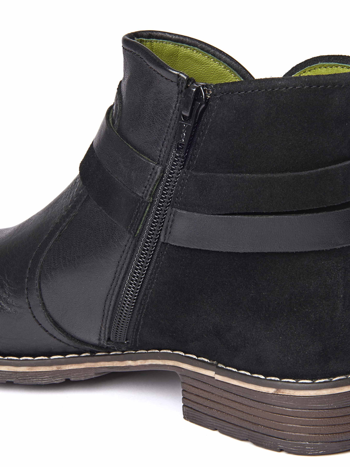 Black polished leather and suede ankle boots - ATOLL BLACK LEATHER/SUEDE