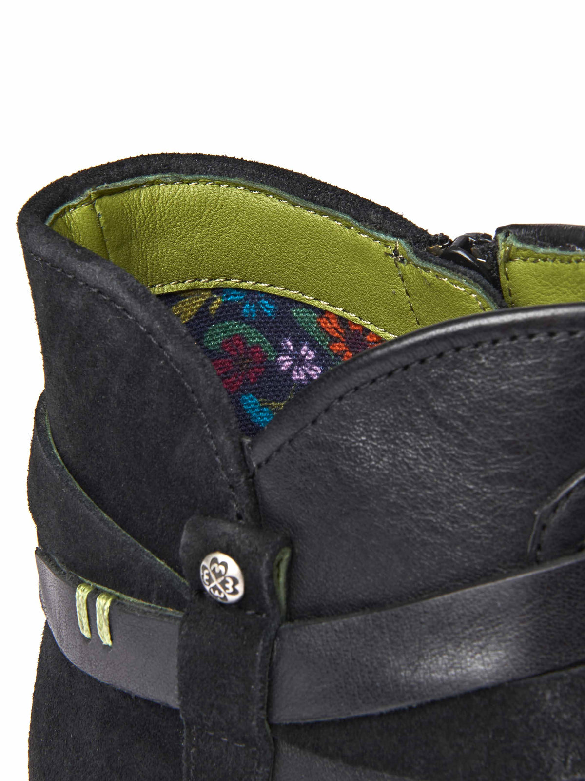 Black polished leather and suede ankle boots - ATOLL BLACK LEATHER/SUEDE