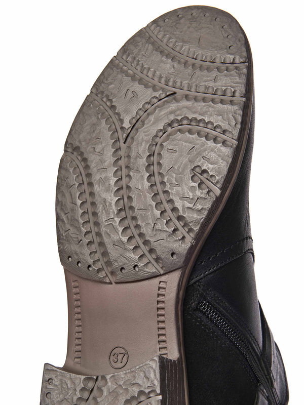 Black polished leather and suede ankle boots - ATOLL BLACK LEATHER/SUEDE