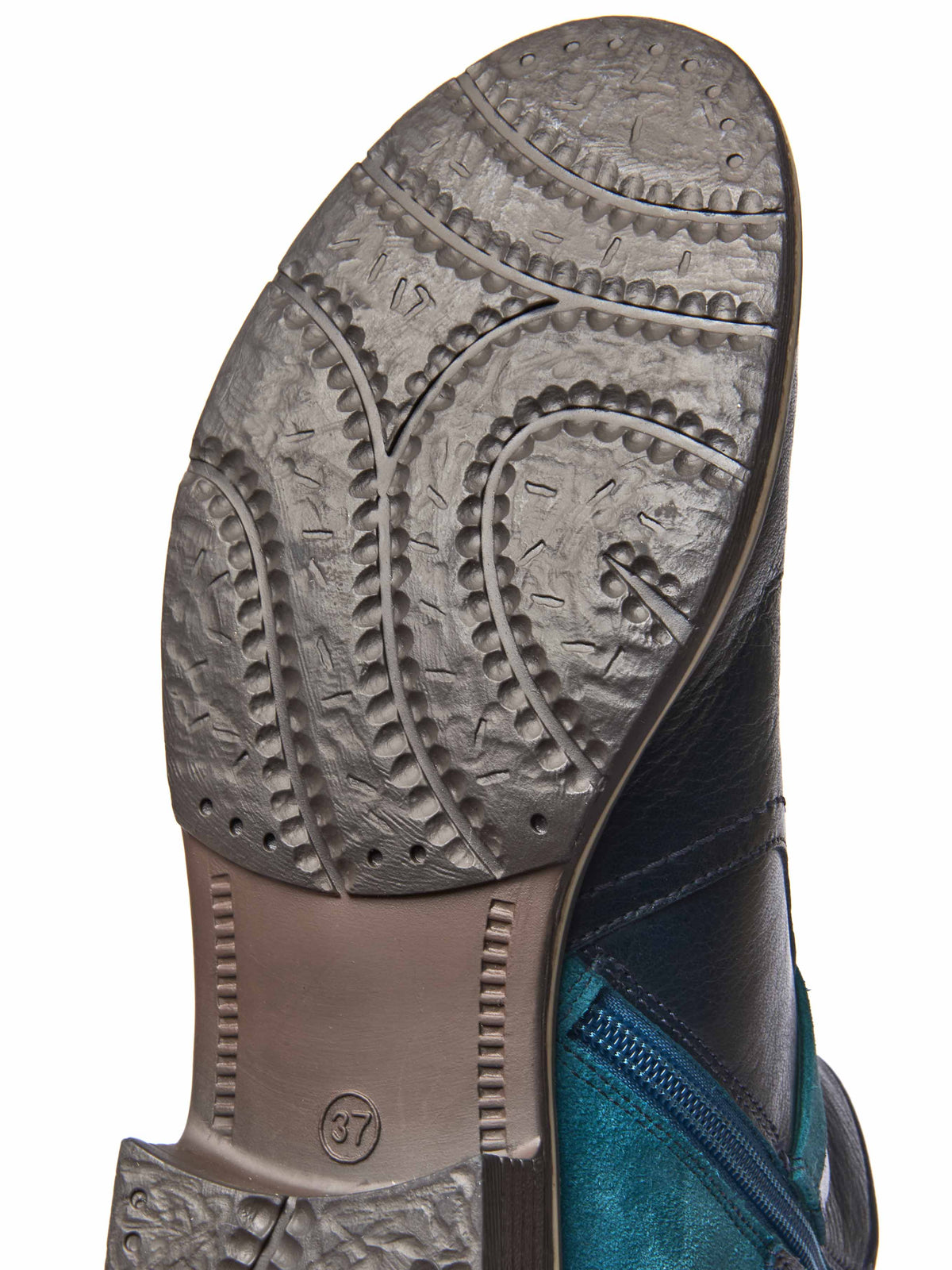 Blue polished leather and suede ankle boots - ATOLL INDIGO/LAGOON LEATHER/SUEDE