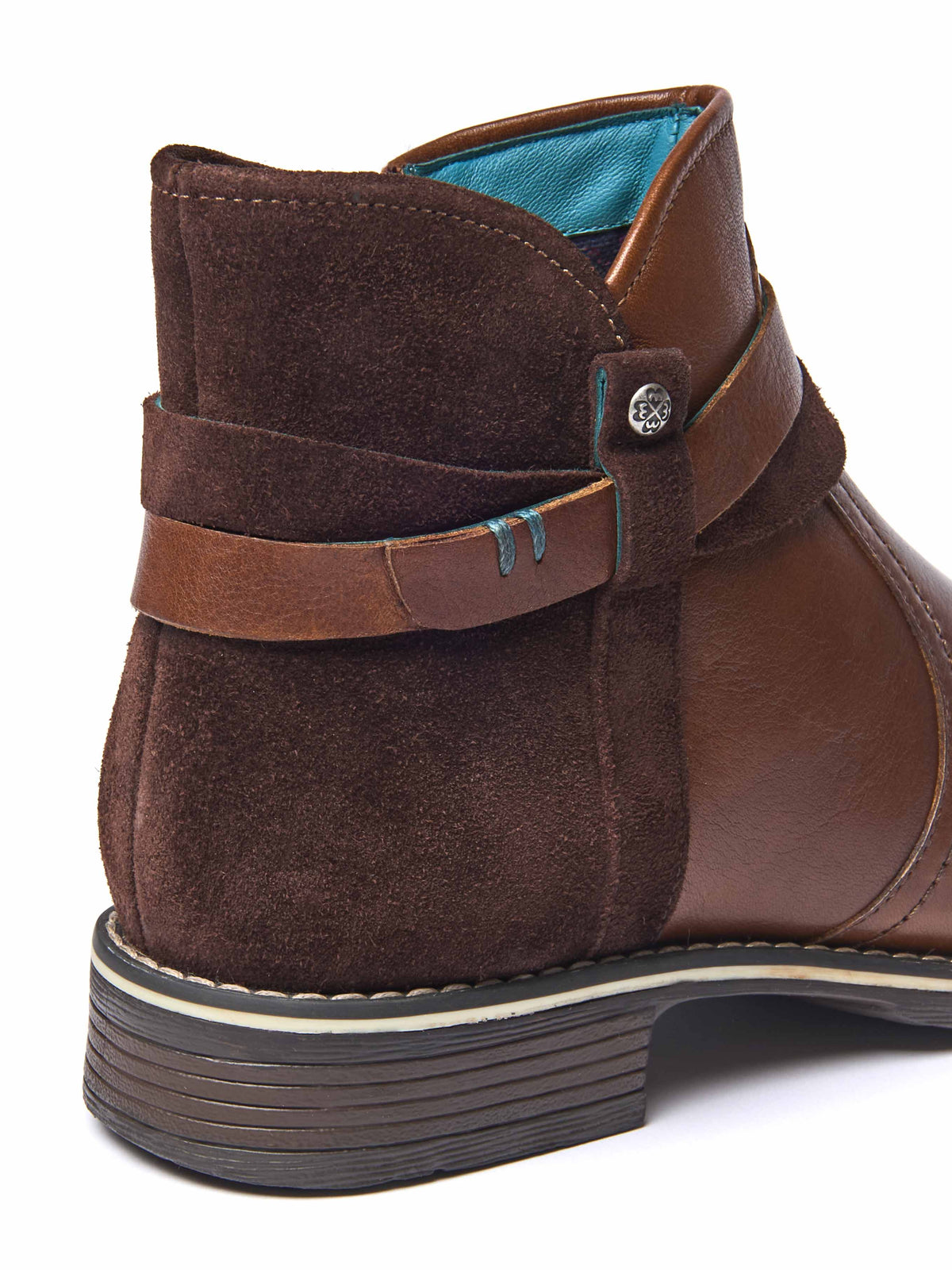 Brown polished leather and suede ankle boots - ATOLL PECAN/BROWN LEATHER/SUEDE