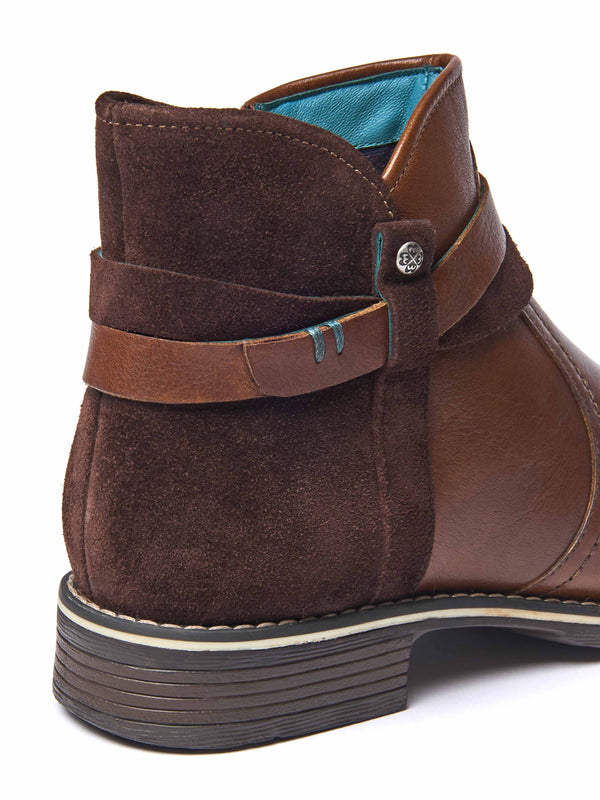 Brown polished leather and suede ankle boots - ATOLL PECAN/BROWN LEATHER/SUEDE