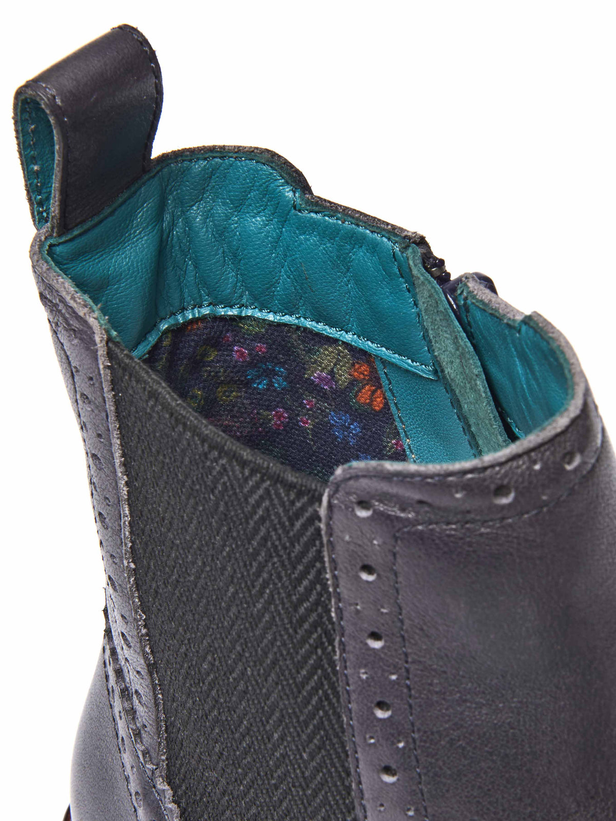Blue brogue-style twin gusset chelsea boots - PALSA INDIGO LEATHER