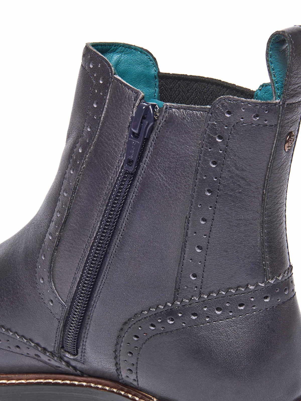 Blue brogue-style twin gusset chelsea boots - PALSA INDIGO LEATHER