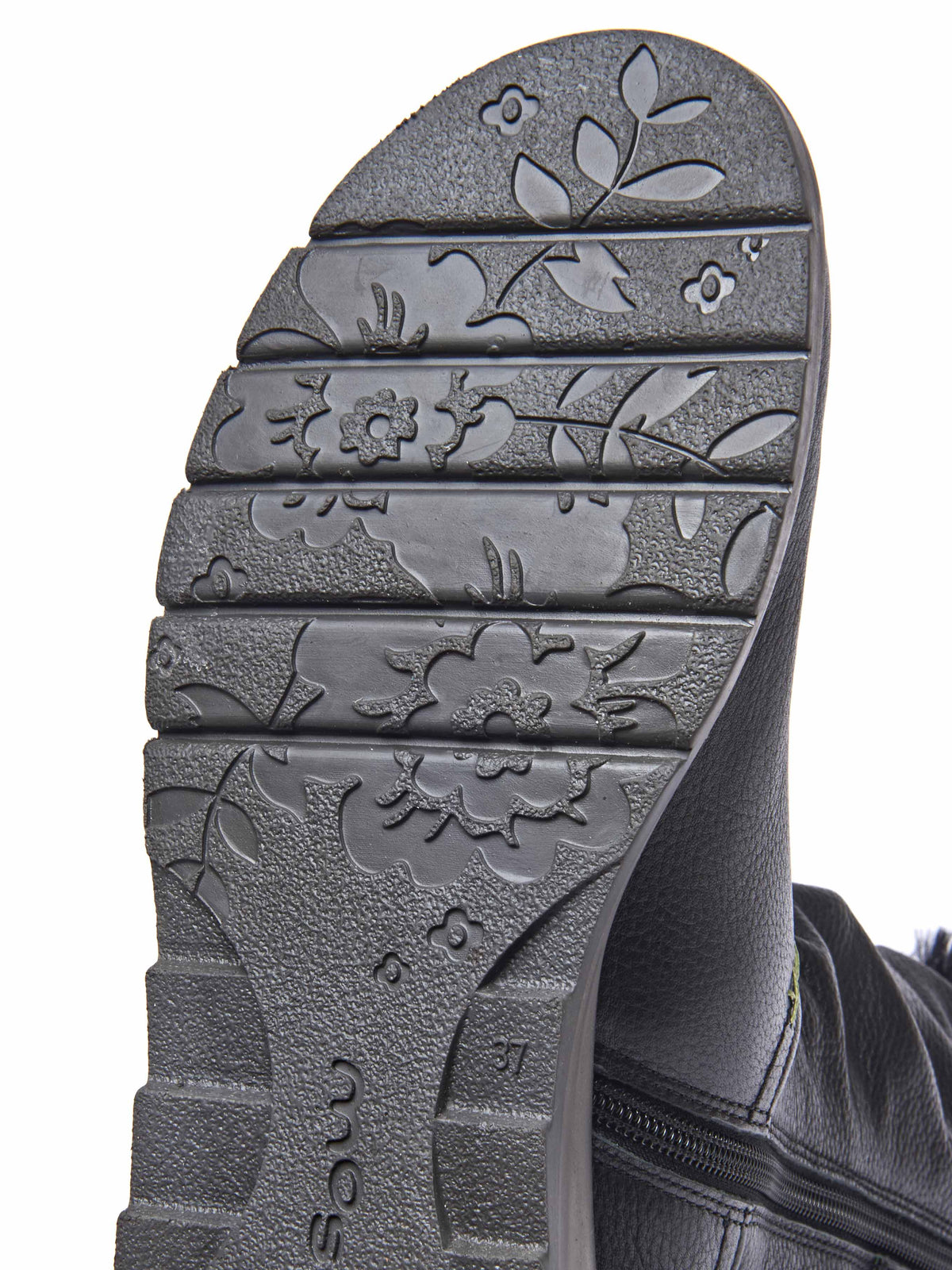 Black leather buckle, faux fur lined mid-length boot - CORSAC BLACK LEATHER