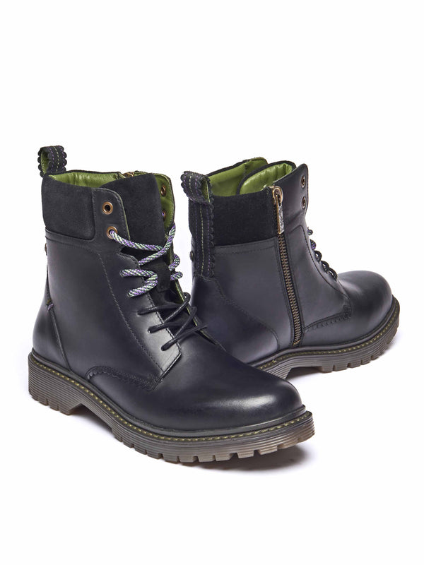 Black sturdy suede ankle boots - BEATTOCK BLACK WAXY LEATHER