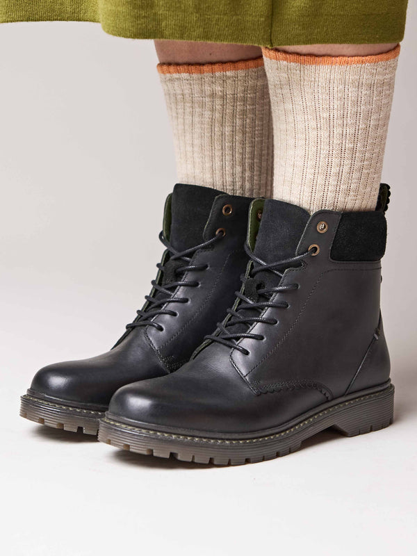 Black sturdy suede ankle boots - BEATTOCK BLACK WAXY LEATHER