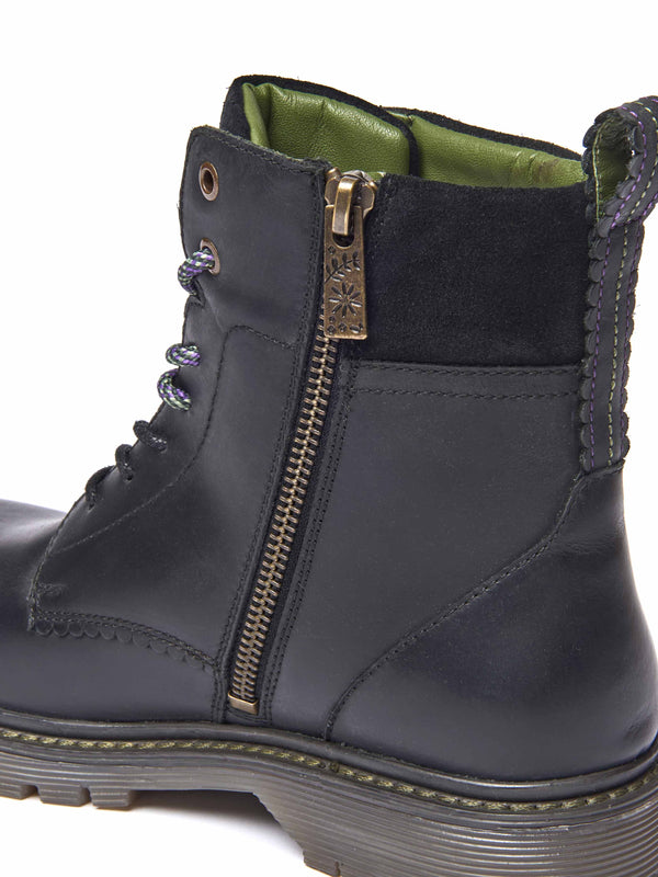 Black sturdy suede ankle boots - BEATTOCK BLACK WAXY LEATHER