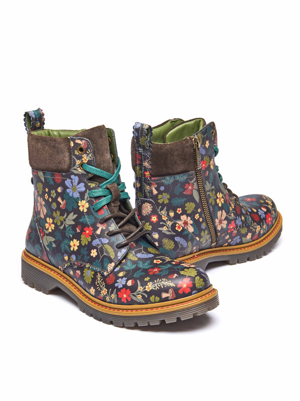 Brown / Multi sturdy suede ankle boots - BEATTOCK BROWN ACORN BLOOM LEATHER