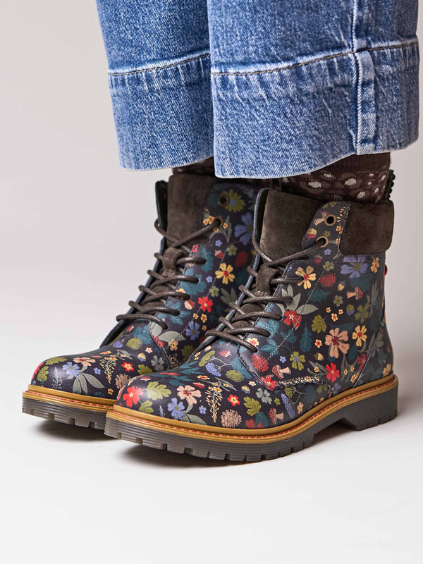 Brown / Multi sturdy suede ankle boots - BEATTOCK BROWN ACORN BLOOM LEATHER