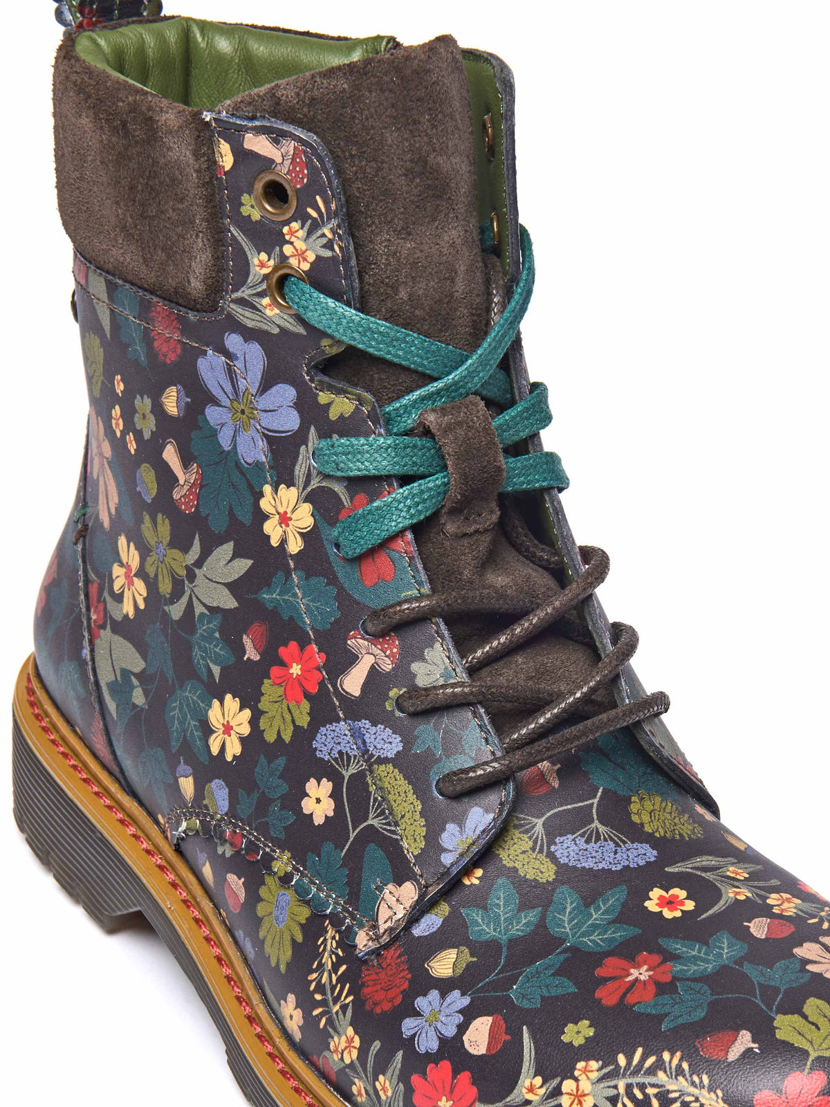 Brown / Multi sturdy suede ankle boots - BEATTOCK BROWN ACORN BLOOM LEATHER