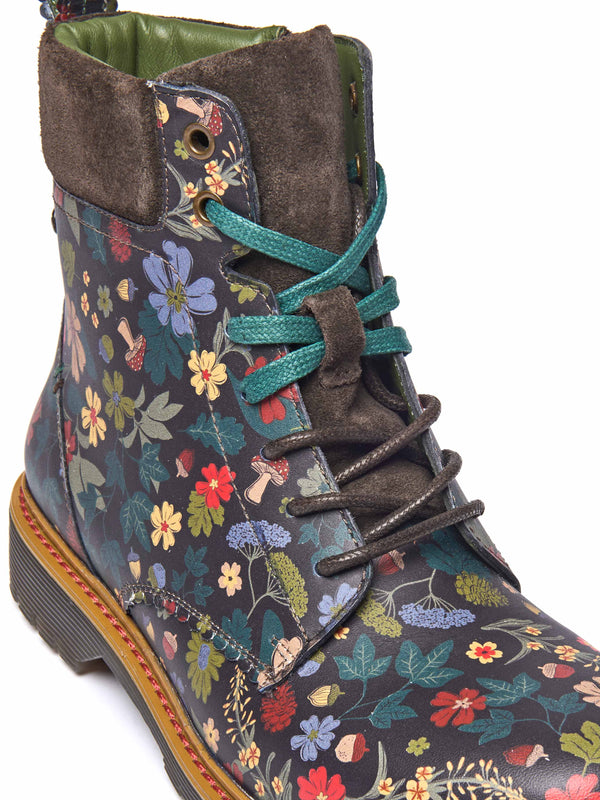 Brown / Multi sturdy suede ankle boots - BEATTOCK BROWN ACORN BLOOM LEATHER