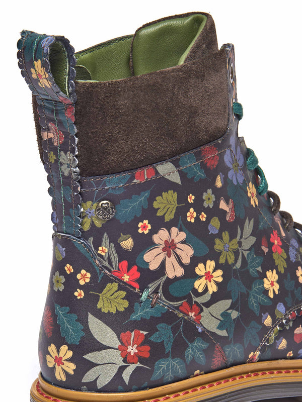 Brown / Multi sturdy suede ankle boots - BEATTOCK BROWN ACORN BLOOM LEATHER